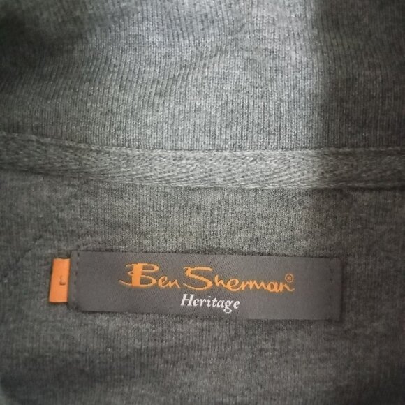 Ben Sherman Heritage Sweaters Charcoal Gray Zip Up Men Warm Layer Coat Sz L - Picture 2 of 11
